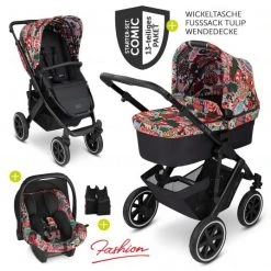Angebote Kinderwagen Store 53 ABC Design 3in1 Kinderwagen-Set Salsa 4 Air - Fashion Edition Starter Set 13-teilig - Comic - inkl. Autositz Tulip & Zubehörpaket - Kollektion 2022