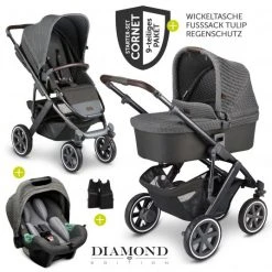 Angebote Kinderwagen Store 57 ABC Design 3in1 Kinderwagen-Set Salsa 4 Air - Fashion Edition Starter Set 9-teilig - Cornet - inkl. Autositz Tulip & Zubehörpaket - Kollektion 2021