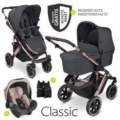 ABC Design 3in1 Kinderwagen-Set Salsa 4 Air - inkl. Babywanne, Autositz Tulip, Sportsitz und Zubehörpaket - Classic Edition - Bubble - Kollektion 2023