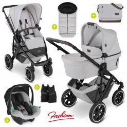 ABC Design 3in1 Kinderwagen-Set Salsa 4 Air - inkl. Babywanne, Tulip, Sportsitz, Wickeltasche & Fußsack - Fashion Edition - Mineral - Kollektion 2022