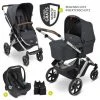 ABC Design 3in1 Kinderwagen-Set Salsa 4 - inkl. Babywanne, Babyschale Tulip, Sportsitz und Zubehörpaket - Storm - Kollektion 2022