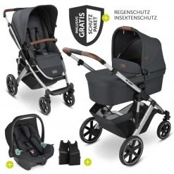 Angebote Kinderwagen Store 49 ABC Design 3in1 Kinderwagen-Set Salsa 4 - inkl. Babywanne, Babyschale Tulip, Sportsitz und Zubehörpaket - Storm - Kollektion 2022