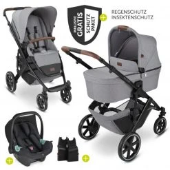 Angebote Kinderwagen Store 51 ABC Design 3in1 Kinderwagen-Set Salsa 4 - inkl. Babywanne, Babyschale Tulip, Sportsitz und Zubehörpaket - Tin - Kollektion 2022