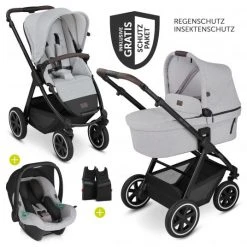 ABC Design 3in1 Kinderwagen-Set Samba - inkl. Babywanne, Sportsitz, Babyschale Tulip und Adapter - Fashion Edition - Mineral - Kollektion 2022