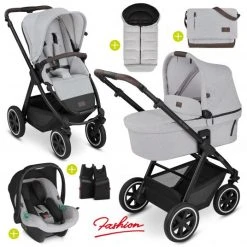 ABC Design 3in1 Kinderwagen-Set Samba - inkl. Babywanne, Tulip, Sportsitz, Wickeltasche & Fußsack - Fashion Edition - Mineral - Kollektion 2022