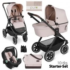 ABC Design 3in1 Kinderwagen-Set Samba Starter Set inkl. Autositz Tulip und XXL Zubehörpaket - Pure Edition - Berry - Kollektion 2023