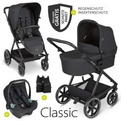 ABC Design 3in1 Kinderwagen-Set Vicon 4 - inkl. Babywanne, Autositz Tulip, Sportsitz und Zubehörpaket - Classic Edition - Ink - Kollektion 2023
