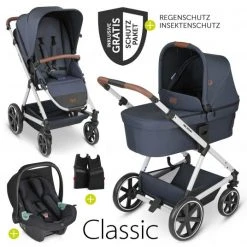ABC Design 3in1 Kinderwagen-Set Vicon 4 - inkl. Babywanne, Autositz Tulip, Sportsitz und Zubehörpaket - Classic Edition - Lake - Kollektion 2023