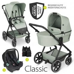 ABC Design 3in1 Kinderwagen-Set Vicon 4 - inkl. Babywanne, Autositz Tulip, Sportsitz und Zubehörpaket - Classic Edition - Pine - Kollektion 2023