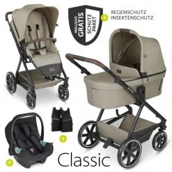 ABC Design 3in1 Kinderwagen-Set Vicon 4 - inkl. Babywanne, Autositz Tulip, Sportsitz und Zubehörpaket - Classic Edition - Reed - Kollektion 2023