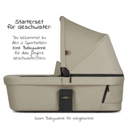 ABC Design Geschwisterwagen & Zwillingskinderwagen Zoom inkl. 2 Sportsitzen und Babywanne - Classic Edition - Reed - Kollektion 2023 4 ABC Design Geschwisterwagen & Zwillingskinderwagen Zoom inkl. 2 Sportsitzen und Babywanne - Classic Edition - Reed - Kollektion 2023 – Bild 2