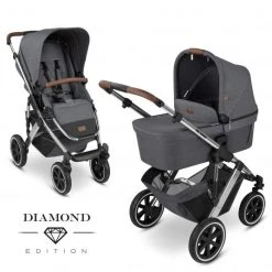 ABC Design Kombi-Kinderwagen Salsa 4 Air - inkl. Babywanne & Sportsitz - Diamond Edition - Asphalt - Kollektion 2022