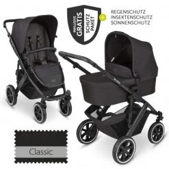 ABC Design Kombi-Kinderwagen Salsa 4 Air - inkl. Babywanne & Sportsitz mit XXL Zubehörpaket - Classic Edition - Ink - Kollektion 2023
