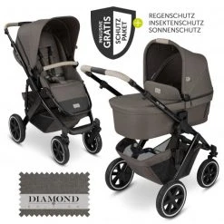 ABC Design Kombi-Kinderwagen Salsa 4 Air - inkl. Babywanne & Sportsitz mit XXL Zubehörpaket - Diamond Edition - Herb - Kollektion 2023