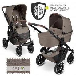 ABC Design Kombi-Kinderwagen Salsa 4 Air - inkl. Babywanne & Sportsitz mit XXL Zubehörpaket - Pure Edition - Nature - Kollektion 2023