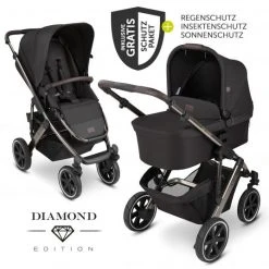 ABC Design Kombi-Kinderwagen Salsa 4 Air - inkl. Babywanne, Sportsitz und XXL Zubehör-Paket - Diamond Edition - Dolphin - Kollektion 2022