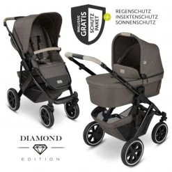 ABC Design Kombi-Kinderwagen Salsa 4 Air - inkl. Babywanne, Sportsitz und XXL Zubehör-Paket - Diamond Edition - Herb - Kollektion 2022