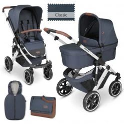 ABC Design Kombi-Kinderwagen Salsa 4 Air Set inkl. Neugeborenen-Fußsack und Wickeltasche - Classic Edition - Lake - Kollektion 2023