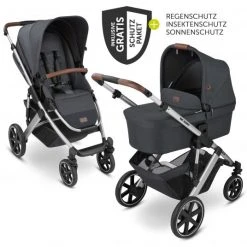 ABC Design Kombi-Kinderwagen Salsa 4 - inkl. Babywanne, Sportsitz und XXL Zubehör-Paket - Storm - Kollektion 2022