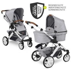 ABC Design Kombi-Kinderwagen Salsa 4 - inkl. Babywanne, Sportsitz & XXL Zubehörpaket - Graphite Grey - Kollektion 2021