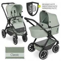 ABC Design Kombi-Kinderwagen Samba - inkl. Babywanne & Sportsitz mit XXL Zubehörpaket - Classic Edition - Pine - Kollektion 2023