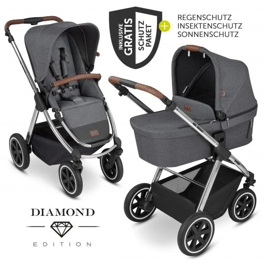ABC Design Kombi-Kinderwagen Samba - inkl. Babywanne, Sportsitz und XXL Zubehör-Paket - Diamond Edition - Asphalt - Kollektion 2022 3 ABC Design Kombi-Kinderwagen Samba - inkl. Babywanne, Sportsitz und XXL Zubehör-Paket - Diamond Edition - Asphalt - Kollektion 2022