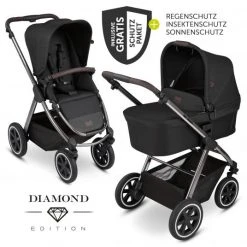 ABC Design Kombi-Kinderwagen Samba - inkl. Babywanne, Sportsitz und XXL Zubehör-Paket - Diamond Edition - Dolphin - Kollektion 2022