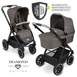 ABC Design Kombi-Kinderwagen Samba - inkl. Babywanne, Sportsitz und XXL Zubehör-Paket - Diamond Edition - Herb - Kollektion 2022