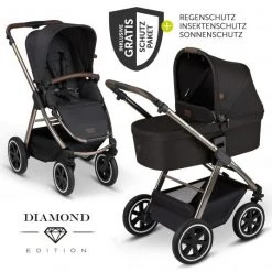 ABC Design Kombi-Kinderwagen Samba - inkl. Babywanne, Sportsitz & XXL Zubehörpaket - Diamond Edition - Dolphin - Kollektion 2021