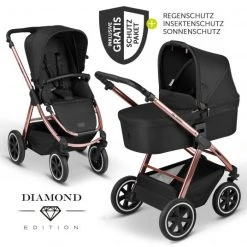 ABC Design Kombi-Kinderwagen Samba - inkl. Babywanne, Sportsitz & XXL Zubehörpaket - Diamond Edition - Rose Gold - Kollektion 2021