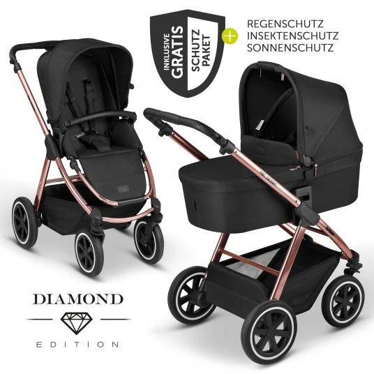 ABC Design Kombi-Kinderwagen Samba - inkl. Babywanne, Sportsitz & XXL Zubehörpaket - Diamond Edition - Rose Gold - Kollektion 2021 3 ABC Design Kombi-Kinderwagen Samba - inkl. Babywanne, Sportsitz & XXL Zubehörpaket - Diamond Edition - Rose Gold - Kollektion 2021