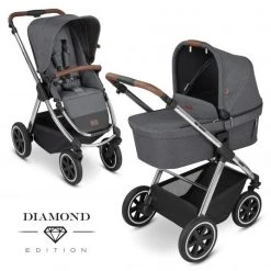ABC Design Kombi-Kinderwagen Samba - inkl. Babywanne und Sportsitz - Diamond Edition - Asphalt - Kollektion 2022