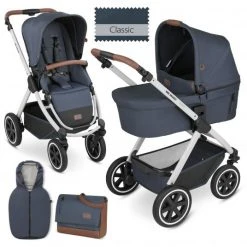 ABC Design Kombi-Kinderwagen Samba Set inkl. Neugeborenen-Fußsack und Wickeltasche - Classic Edition - Lake - Kollektion 2023
