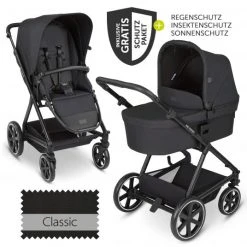 ABC Design Kombi-Kinderwagen Vicon 4 - inkl. Babywanne & Sportsitz mit XXL Zubehörpaket - Classic Edition - Ink - Kollektion 2023