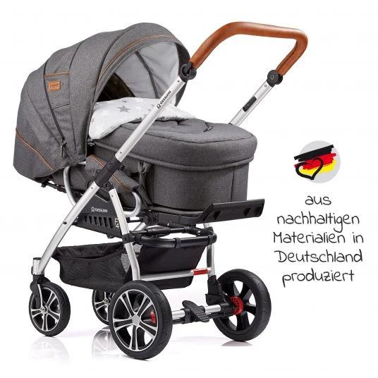Gesslein 2in1 Kinder-Kombiwagen F4 Air+ Classic mit C2 Tragetasche & umsetzbaren Sportwagenaufsatz - Eloxiert-Cognac-Grau Meliert - Kollektion 2022 4 Gesslein 2in1 Kinder-Kombiwagen F4 Air+ Classic mit C2 Tragetasche & umsetzbaren Sportwagenaufsatz - Eloxiert-Cognac-Grau Meliert - Kollektion 2022 – Bild 2