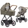 Gesslein 2in1 Kinder-Kombiwagen FX4 Soft+ Classic mit CX3 Wanne & umsetzbarern Sportwagenaufsatz - Schwarz-Cognac-Khaki - Kollektion 2022