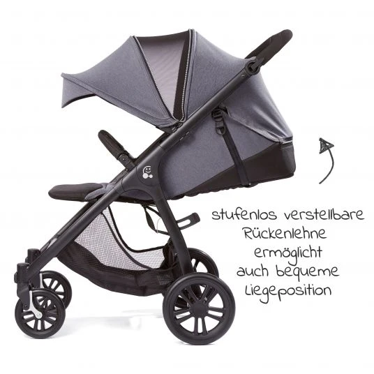 Gesslein Buggy & Sportwagen Smiloo Happy mit Liegeposition, höhenverstellbarer Schieber, bis 22 kg - Black-Grey Melange - Kollektion 2022 7 Gesslein Buggy & Sportwagen Smiloo Happy mit Liegeposition, höhenverstellbarer Schieber, bis 22 kg - Black-Grey Melange - Kollektion 2022 – Bild 5