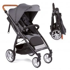 Gesslein Buggy & Sportwagen Smiloo Happy plus mit Liegeposition, höhenverstellbarer Schieber, bis 22 kg - Black-Cognac-Steel Grey - Kollektion 2022