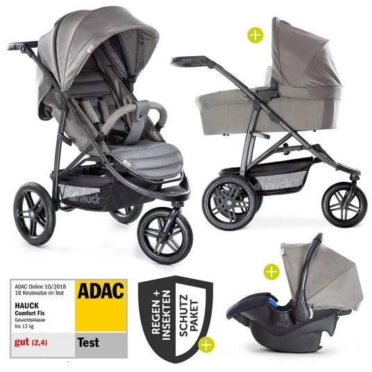 Hauck 3in1 Kinderwagen-Set Rapid 3R Plus (bis 25 kg) Comfort Fix Babyschale, Regenschutz und Insektenschutz - Charcoal 3 Hauck 3in1 Kinderwagen-Set Rapid 3R Plus (bis 25 kg) Comfort Fix Babyschale, Regenschutz und Insektenschutz - Charcoal