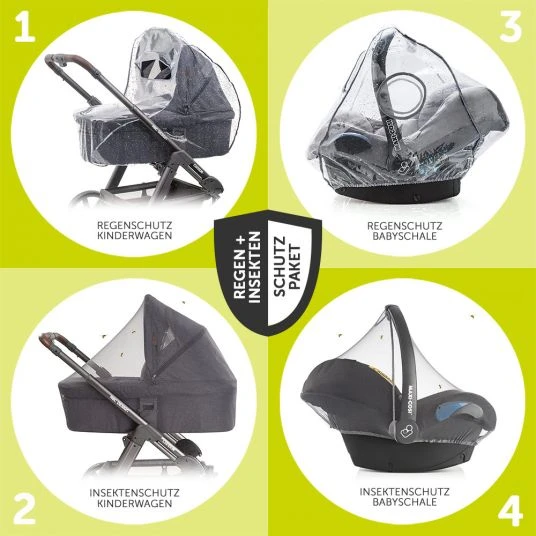 Hauck 3in1 Kinderwagen-Set Rapid 3R Plus (bis 25 kg) Comfort Fix Babyschale, Regenschutz und Insektenschutz - Charcoal 6 Hauck 3in1 Kinderwagen-Set Rapid 3R Plus (bis 25 kg) Comfort Fix Babyschale, Regenschutz und Insektenschutz - Charcoal – Bild 4