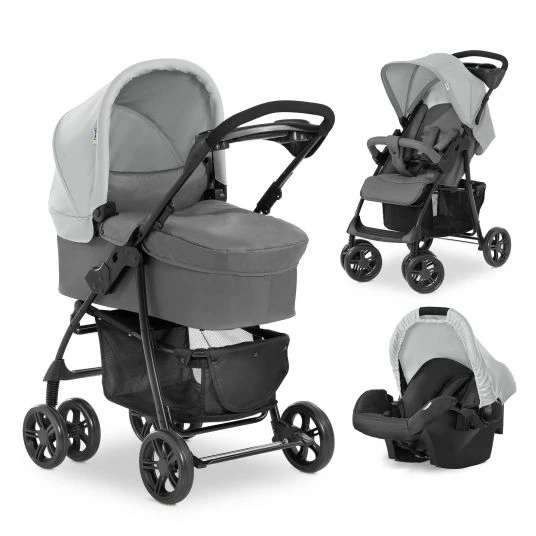 Hauck 3in1 Kinderwagen-Set Shopper Trioset mit Babywanne, Autositz und Sportwagen (bis 25 kg) - Grey 3 Hauck 3in1 Kinderwagen-Set Shopper Trioset mit Babywanne, Autositz und Sportwagen (bis 25 kg) - Grey