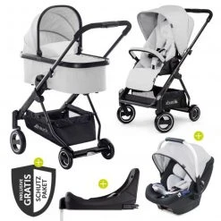 Hauck 4in1 Kinderwagen-Set Apollo inkl. Autositz, Isofix-Base, Babywanne, Sportsitz und XXL Zubehörpaket - Lunar
