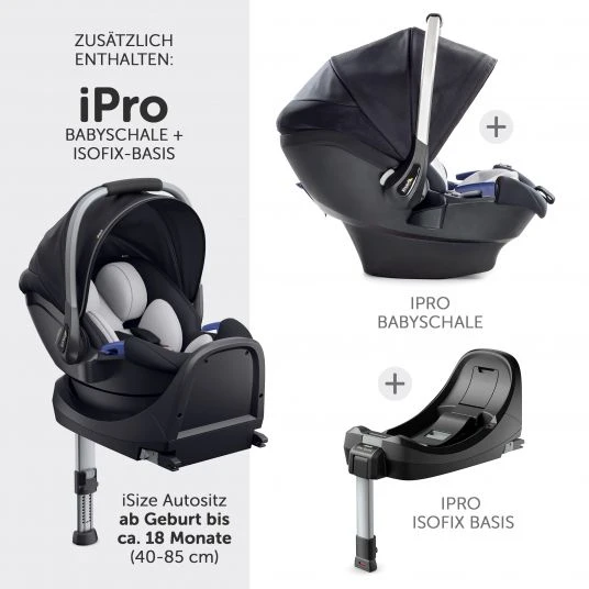 Hauck 4in1 Kinderwagen-Set Vision X - Silver inkl. i-Size Babyschale, Isofix Basis und XXL Zubehörpaket - Melange Black 6 Hauck 4in1 Kinderwagen-Set Vision X - Silver inkl. i-Size Babyschale, Isofix Basis und XXL Zubehörpaket - Melange Black – Bild 4