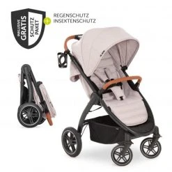 Hauck Buggy & Sportwagen UpTown (mit Liegefunktion & Einhand-Faltung) inkl. XXL Zubehörpaket - Melange Beige