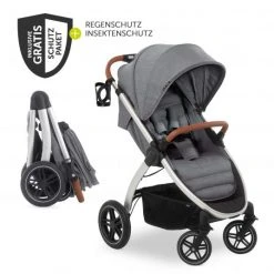 Hauck Buggy & Sportwagen UpTown (mit Liegefunktion & Einhand-Faltung) inkl. XXL Zubehörpaket - Melange Grey