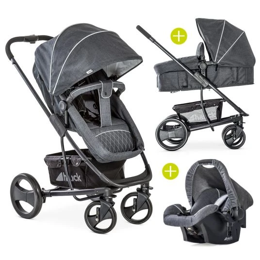 Hauck Kinderwagen-Set Pacific 4 Trioset inkl. Babywanne, Autositz und Sportwagen - Melange Charcoal 3 Hauck Kinderwagen-Set Pacific 4 Trioset inkl. Babywanne, Autositz und Sportwagen - Melange Charcoal