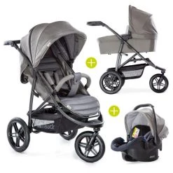 Hauck Kinderwagen-Set Rapid 3R Trioset mit Babywanne, Autositz und Sportwagen (bis 25 kg) - Charcoal
