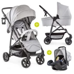 Hauck Kinderwagen-Set Rapid 4S Plus Trioset mit Babywanne, Autositz und Sportwagen (bis 25 kg) - Lunar Stone