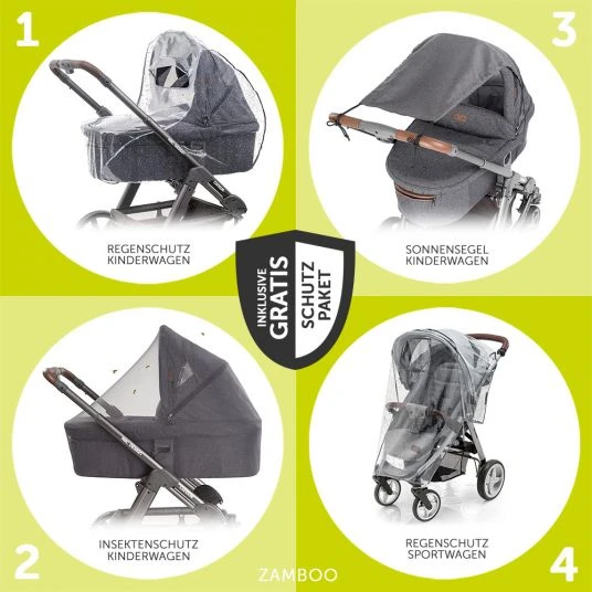 Hauck Kombi-Kinderwagen Apollo inkl. Babywanne, Sportsitz und XXL Zubehörpaket - Denim 4 Hauck Kombi-Kinderwagen Apollo inkl. Babywanne, Sportsitz und XXL Zubehörpaket - Denim – Bild 2