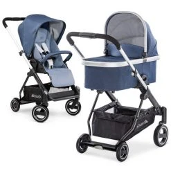 Hauck Kombi-Kinderwagen Apollo - inkl. Sportwagen und Babywanne für Neugeborene - Denim